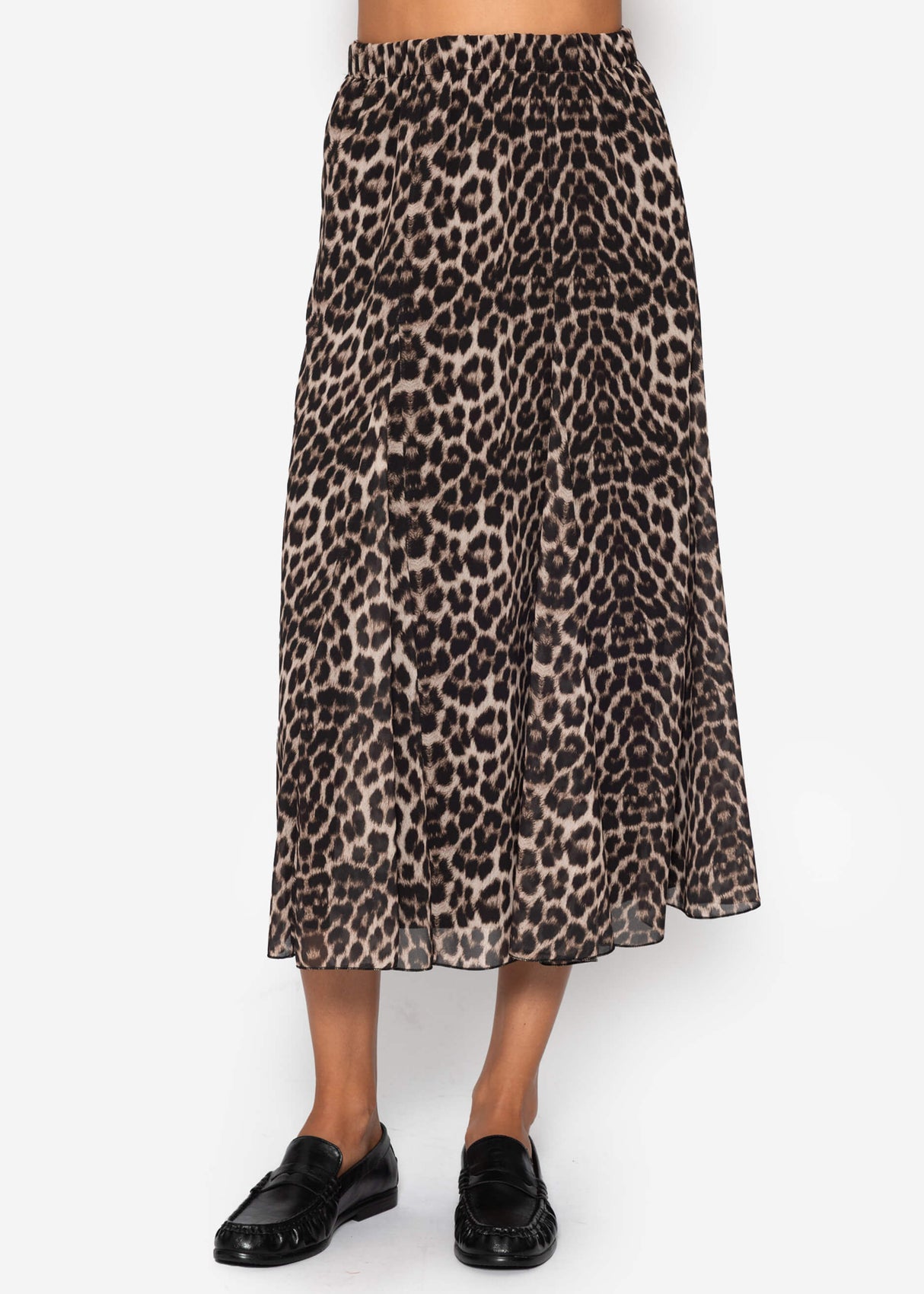Long chiffon skirt with leopard print - beige