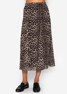 Long chiffon skirt with leopard print - beige