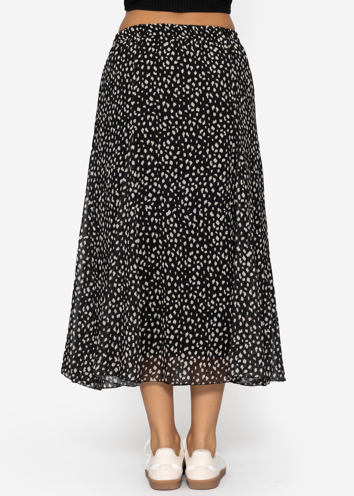 Long chiffon skirt with print - black