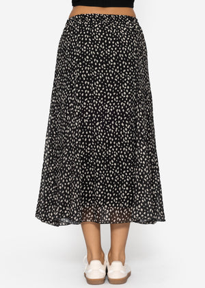 Long chiffon skirt with print - black