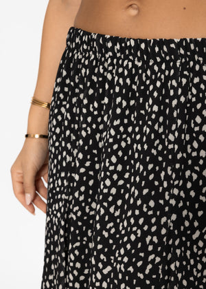 Long chiffon skirt with print - black