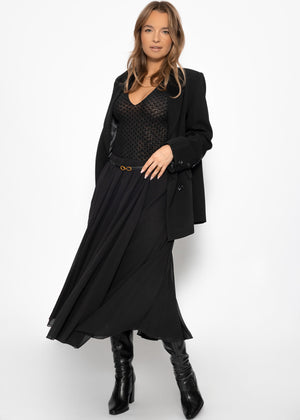 Langer Chiffon Rock - schwarz