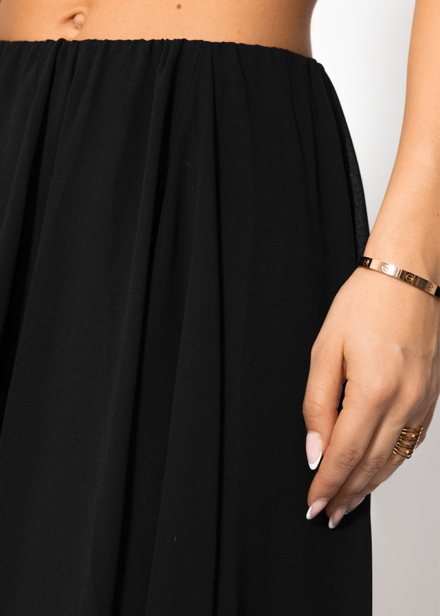 Long chiffon skirt - black