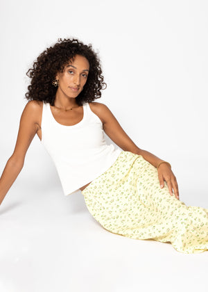 Long skirt with floral print - butter yellow