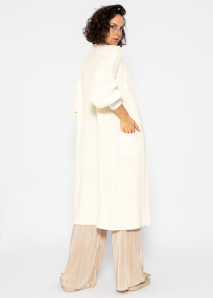 Long super soft cardigan with pockets - off-white