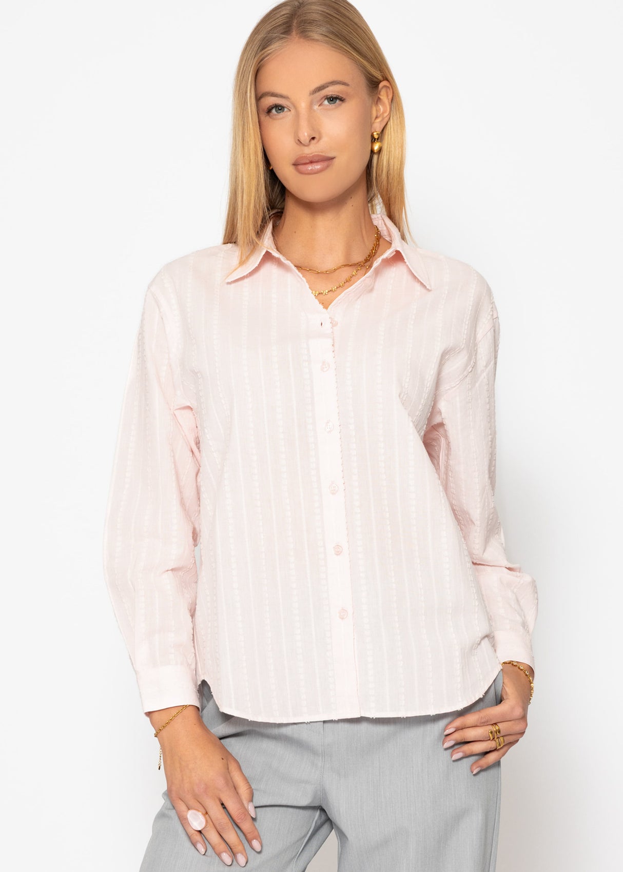 Casual blouse with structure - pink