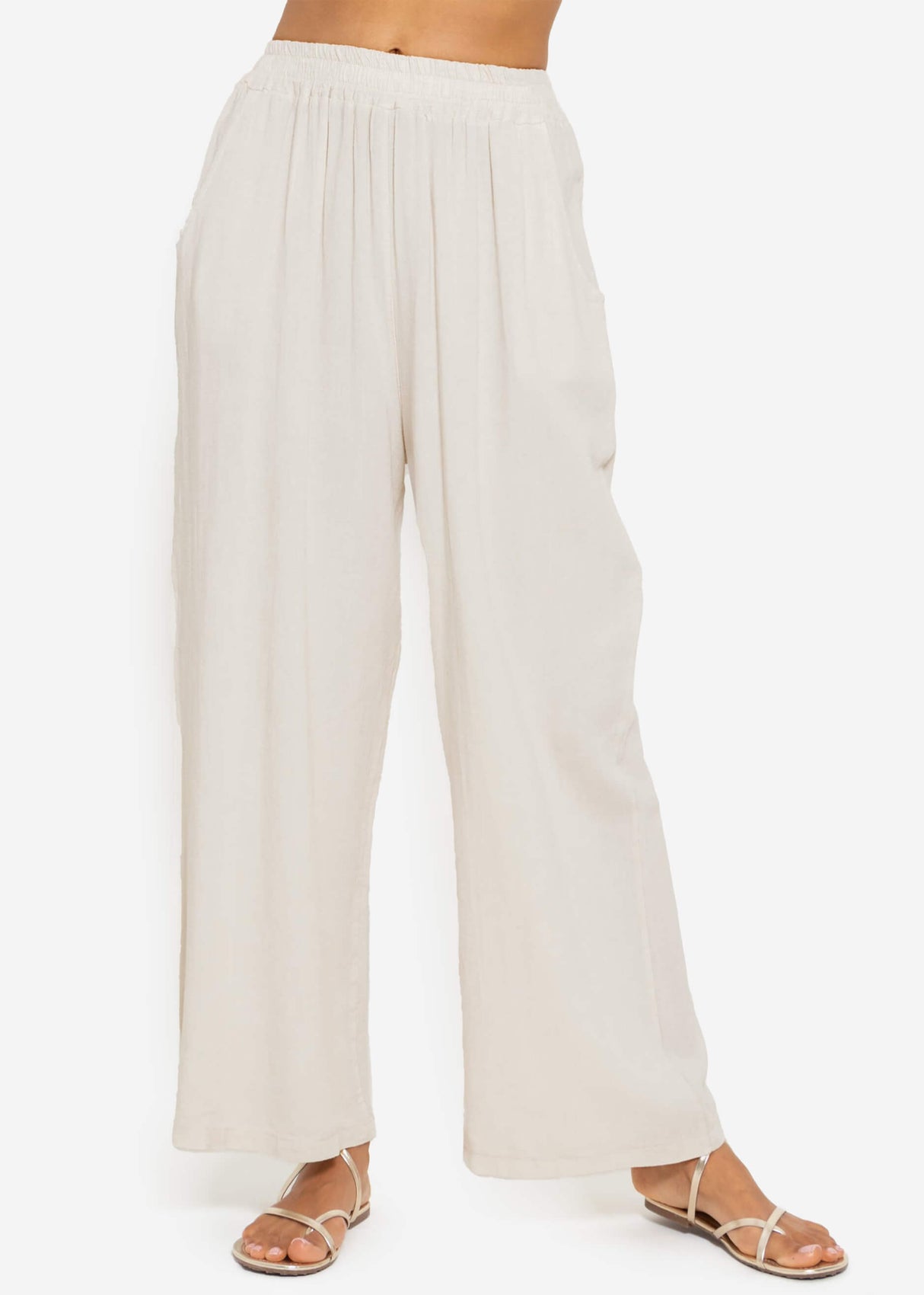 Casual linen trousers - greige
