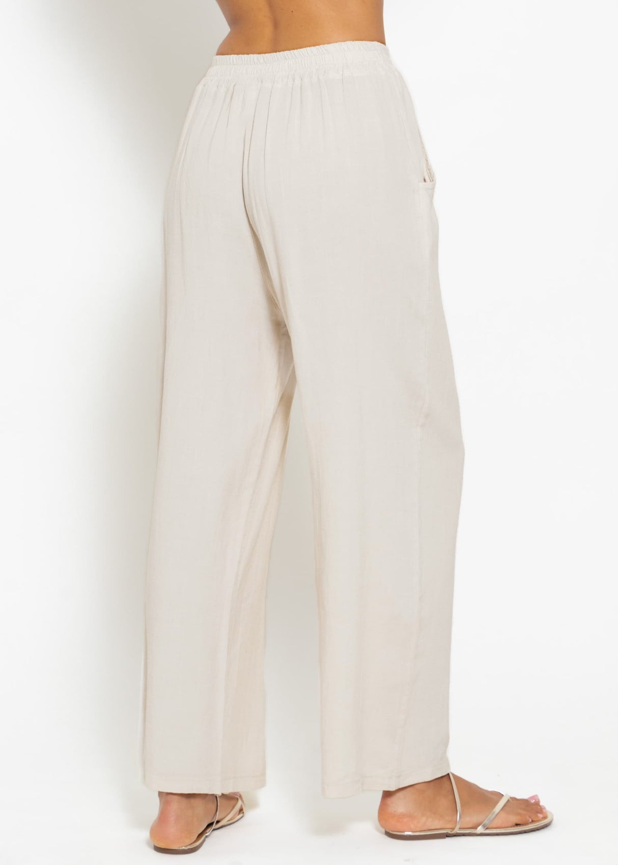 Casual linen trousers - greige