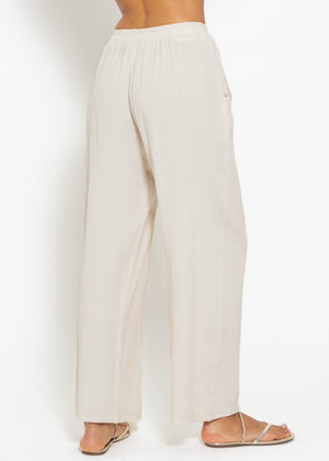 Casual linen trousers - greige