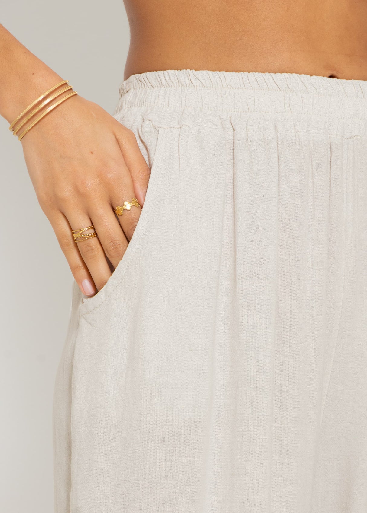Casual linen trousers - greige