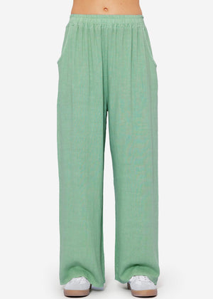 Casual linen trousers - sage green