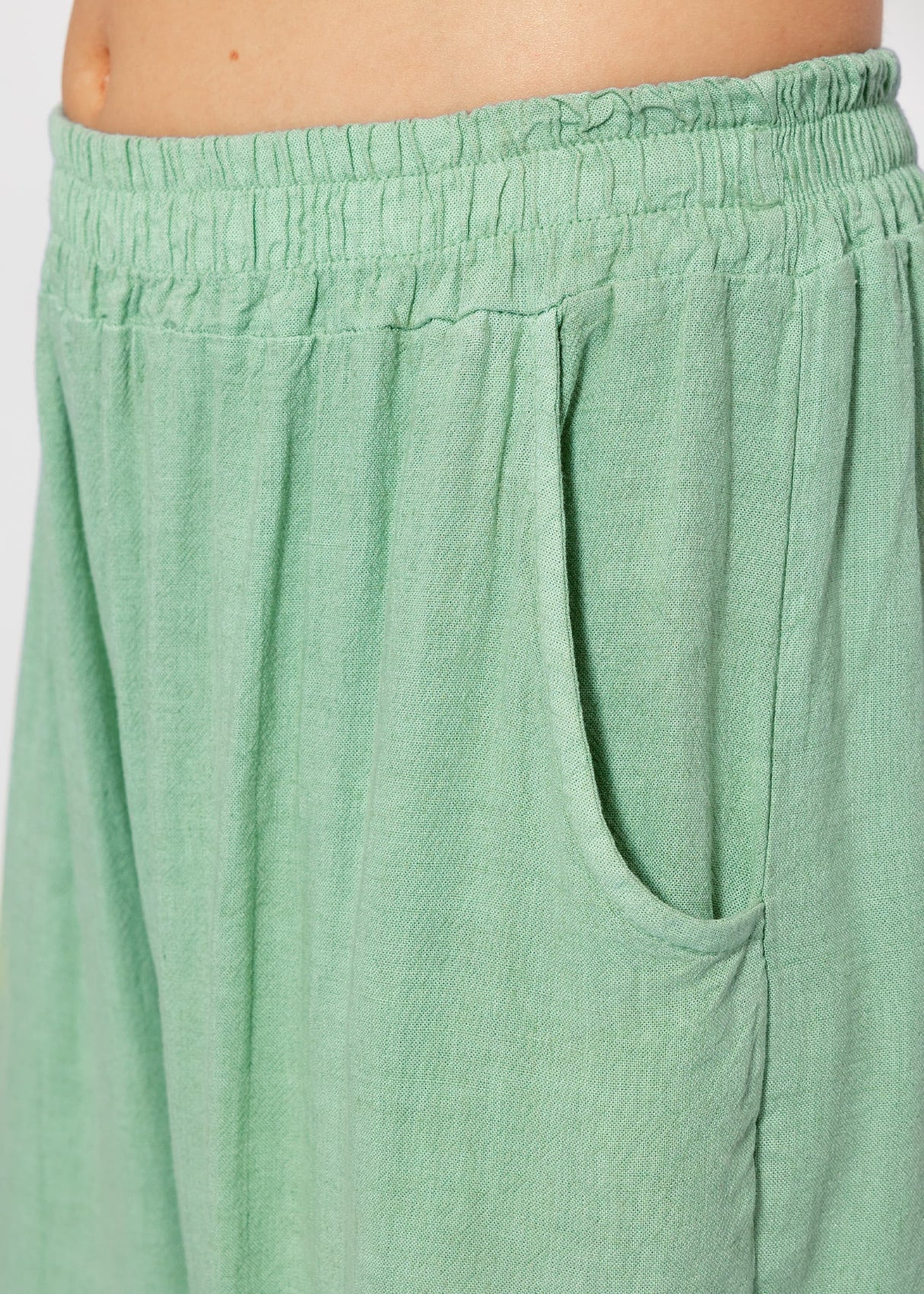 Casual linen trousers - sage green