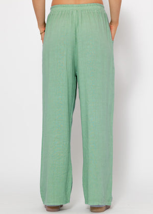 Casual linen trousers - sage green