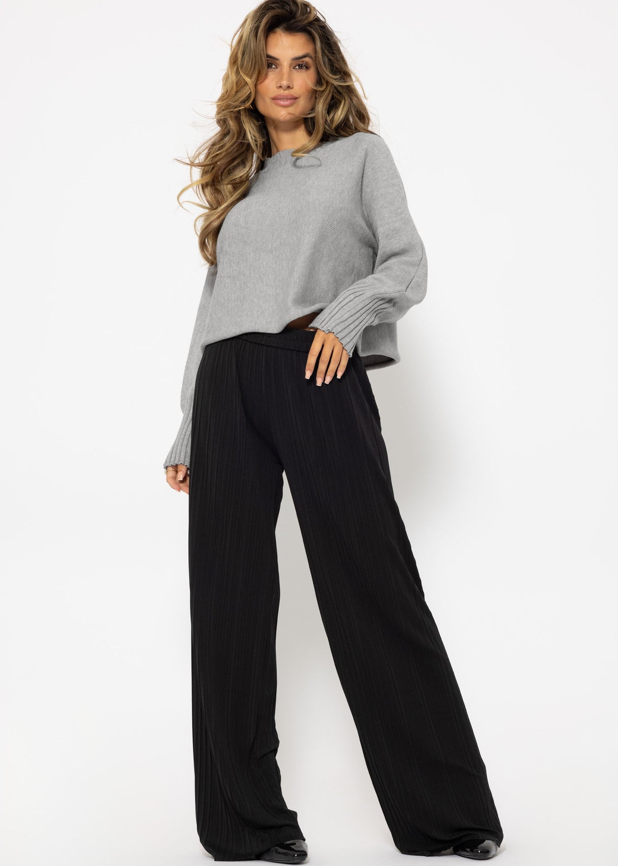 Casual crop sweater - grey