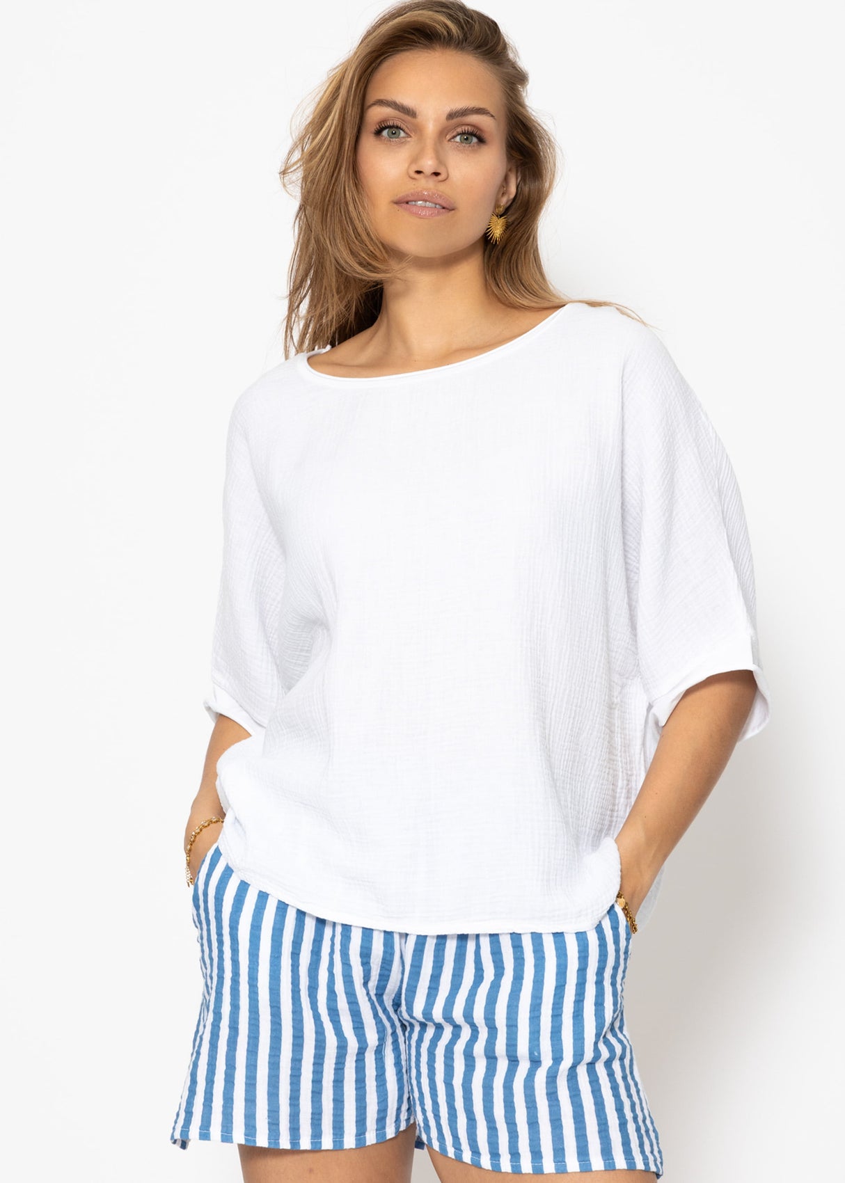 Casual muslin shirt - white
