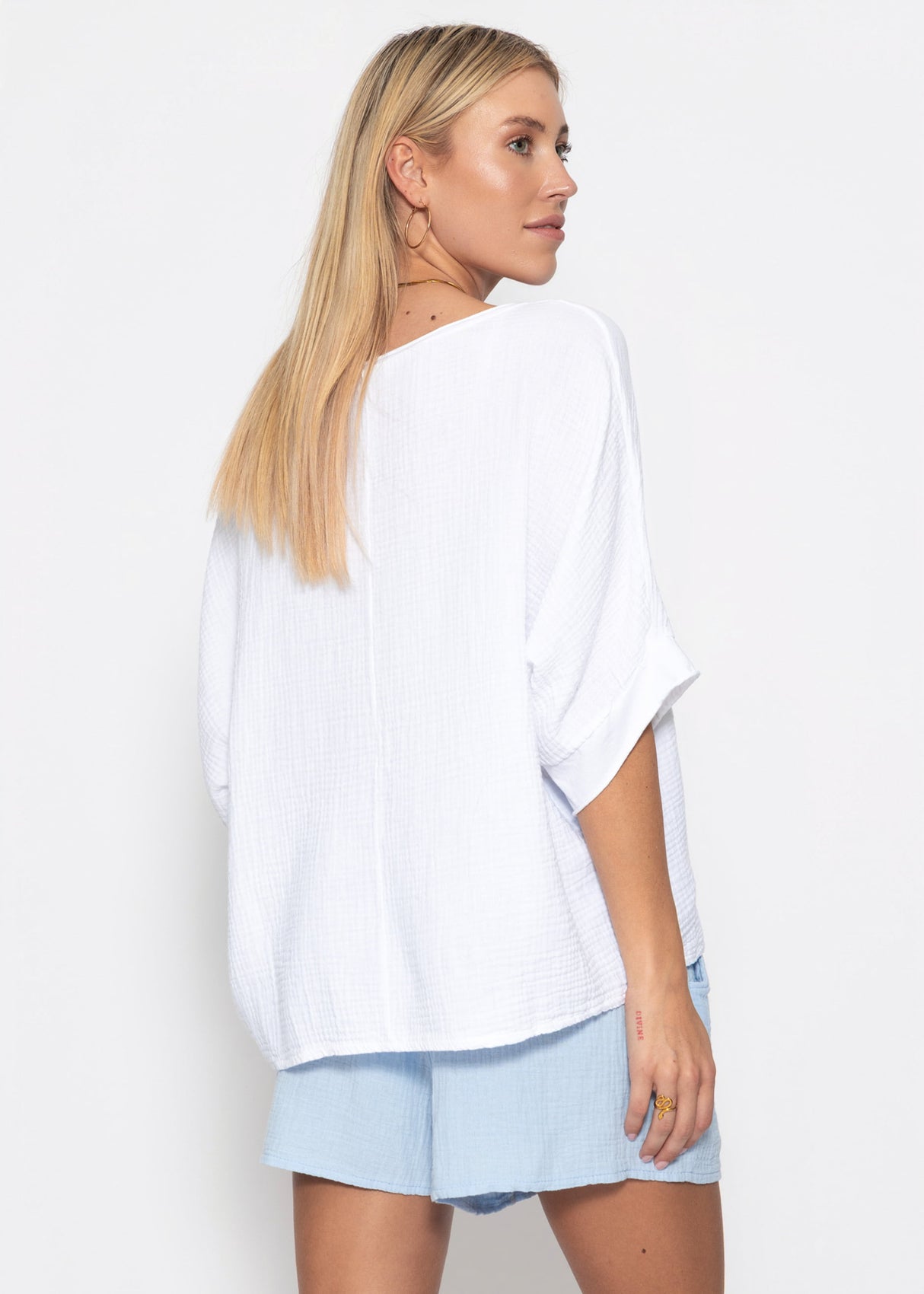 Lässiges Musselin Shirt - weiß