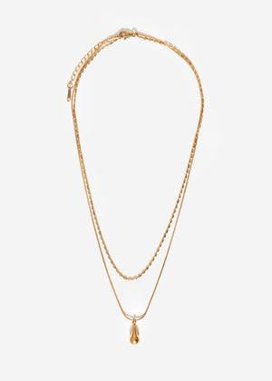 Layer-Kette mit Tropfenanhänger - gold