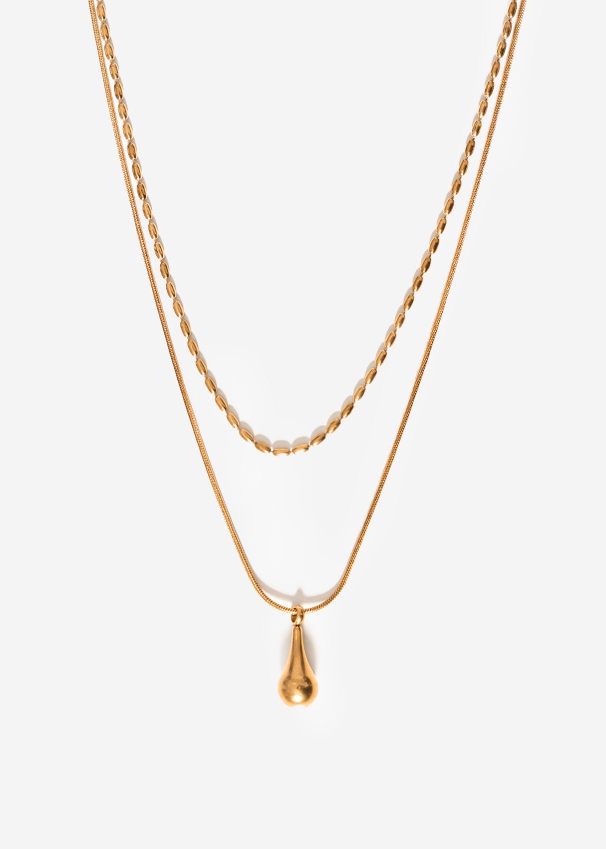 Layer-Kette mit Tropfenanhänger - gold