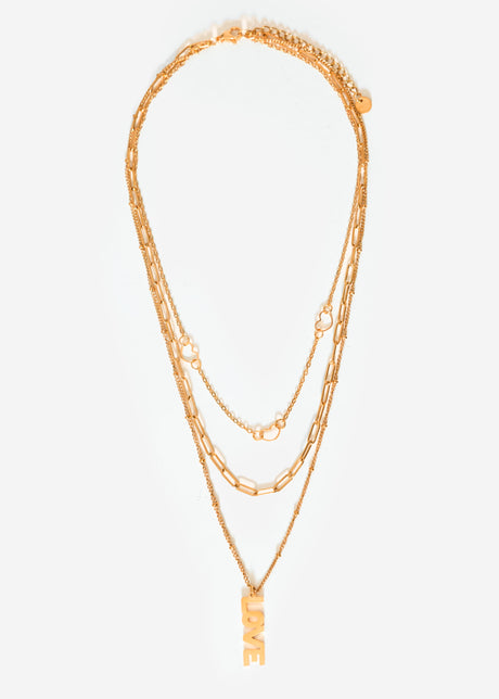 Layering Halskette mit Herzen und „Love"- Anhänger - gold von SASSYCLASSY
