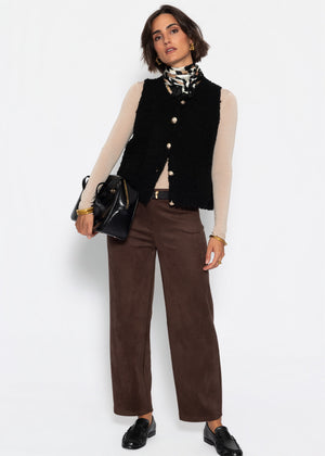 Slight sheer long-sleeved shirt with cashmere blend – beige