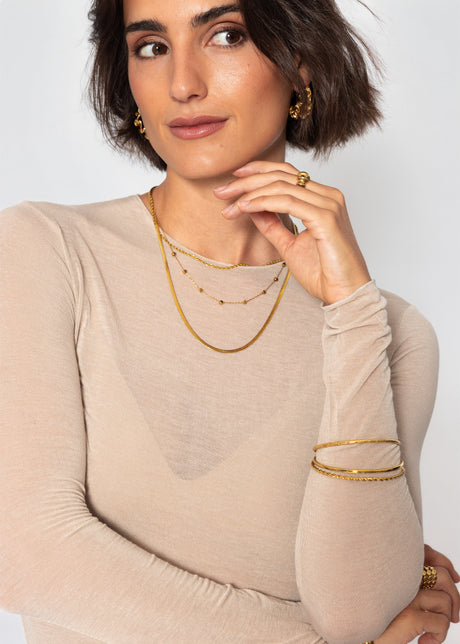 Slight sheer long-sleeved shirt with cashmere blend – beige by SASSYCLASSY