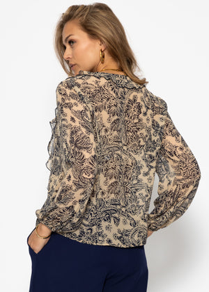 Light blouse with ruffles - beige