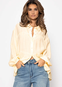 Lightweight blouse with flounces - butter yellow
