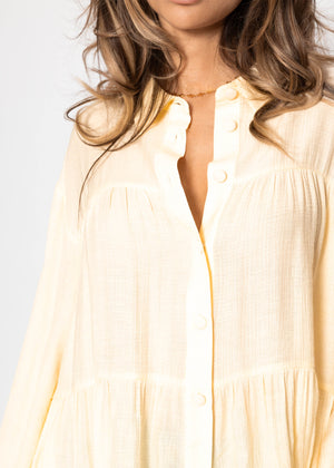 Lightweight blouse with flounces - butter yellow