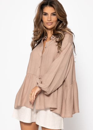 Light blouse with flounces - taupe