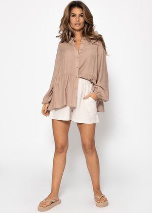 Light blouse with flounces - taupe