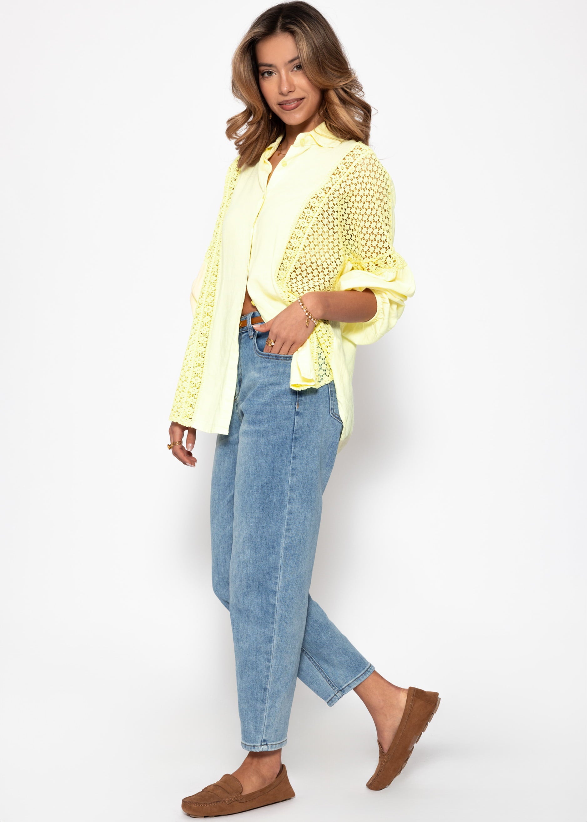 Linen blouse with lace - butter yellow – SASSYCLASSY