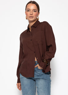 Linen shirt blouse - brown