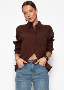 Linen shirt blouse - brown