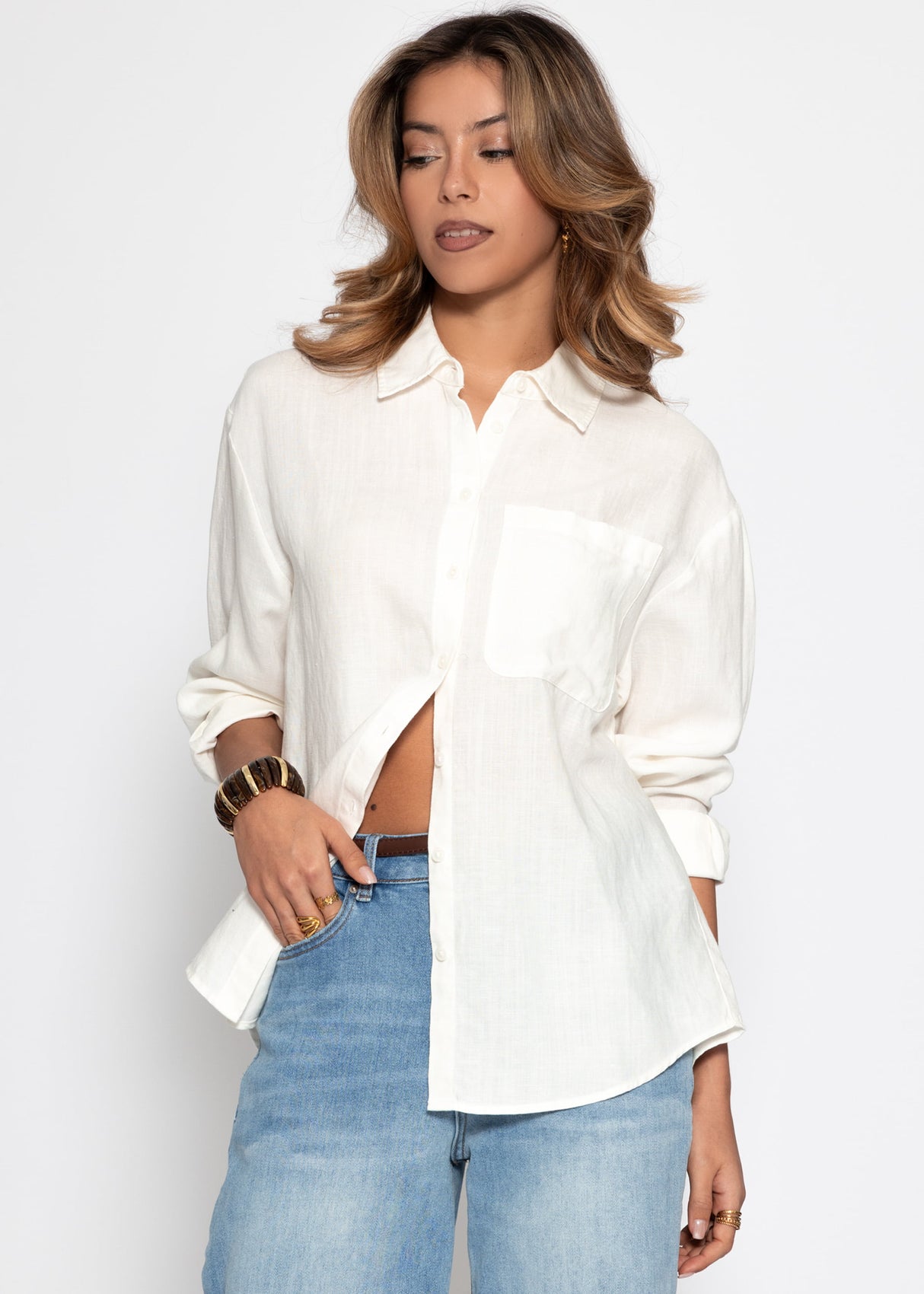 Linen shirt blouse - white