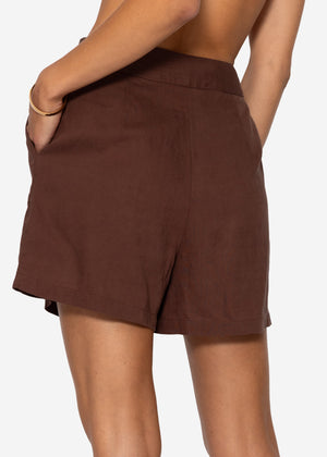 Linen shorts - brown