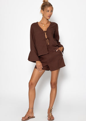 Linen shorts - brown