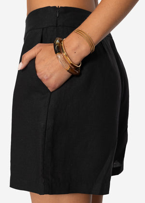 Linen shorts - black