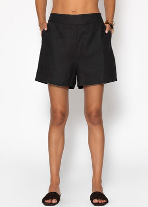 Linen shorts - black