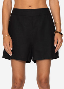 Linen shorts - black