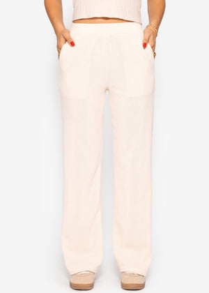 Loungewear Hose in Rippoptik - beige