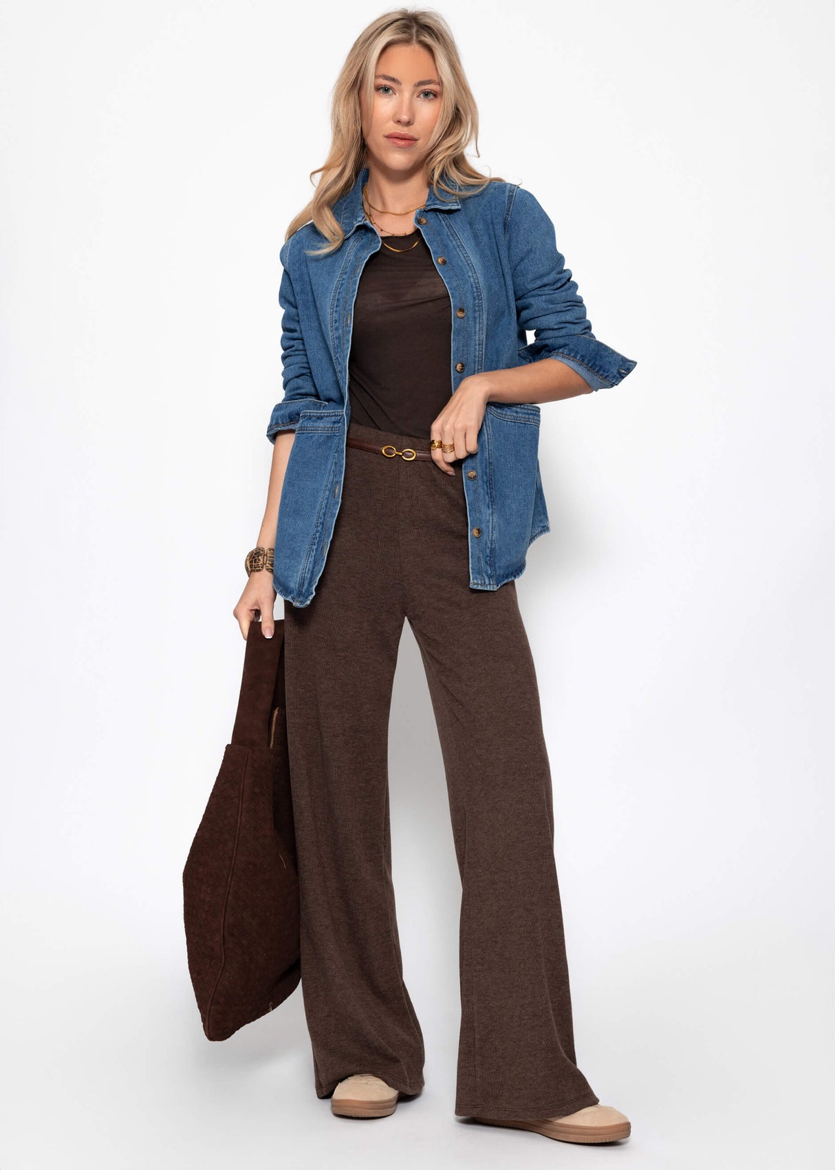 Loungewear Hose mit geradem Bein - braun