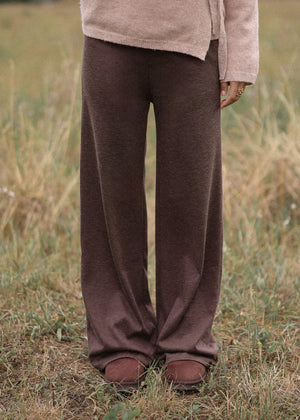 Loungewear Hose mit geradem Bein - braun