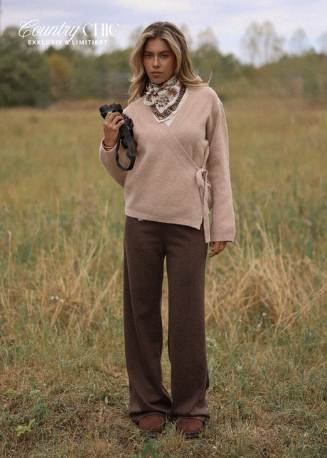 Loungewear Hose mit geradem Bein - braun