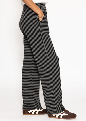 Loungewear trousers with stripes - black