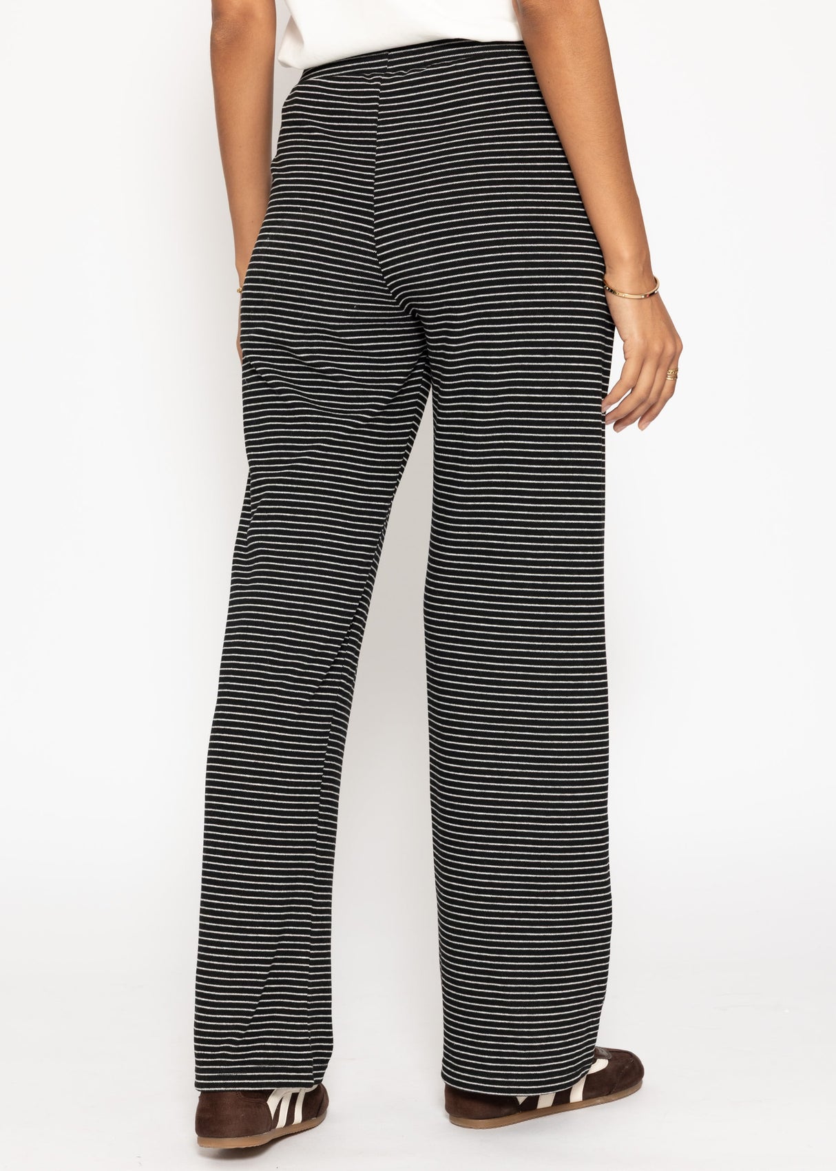 Loungewear trousers with stripes - black