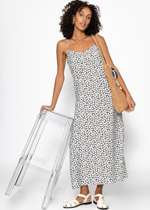 Maxi dress with floral print - black and white