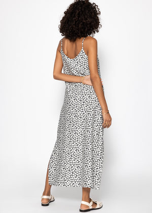 Maxi dress with floral print - black and white