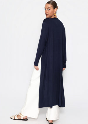 Maxi-Cardigan aus fließendem Jersey - dunkelblau