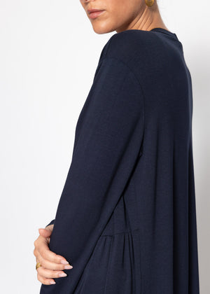 Maxi-Cardigan aus fließendem Jersey - dunkelblau