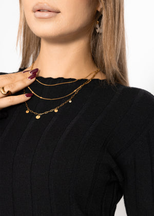 Maxi knit dress with ribbed look - black